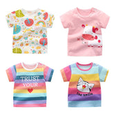 2023 Summer Shorts Sleeve Baby Girls T-shirts Cartoon Printed Toddler Girl-TB00971-Veeddydropshipping